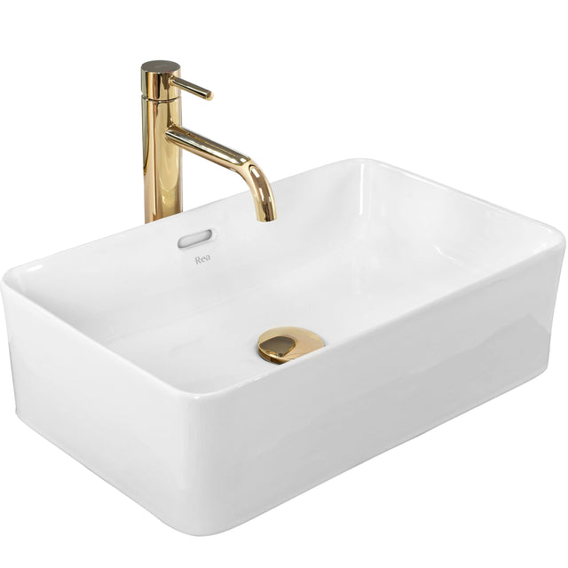Lavoar pe blat ceramic Rea Berta 48  , latime de 31.5  cm,  alb