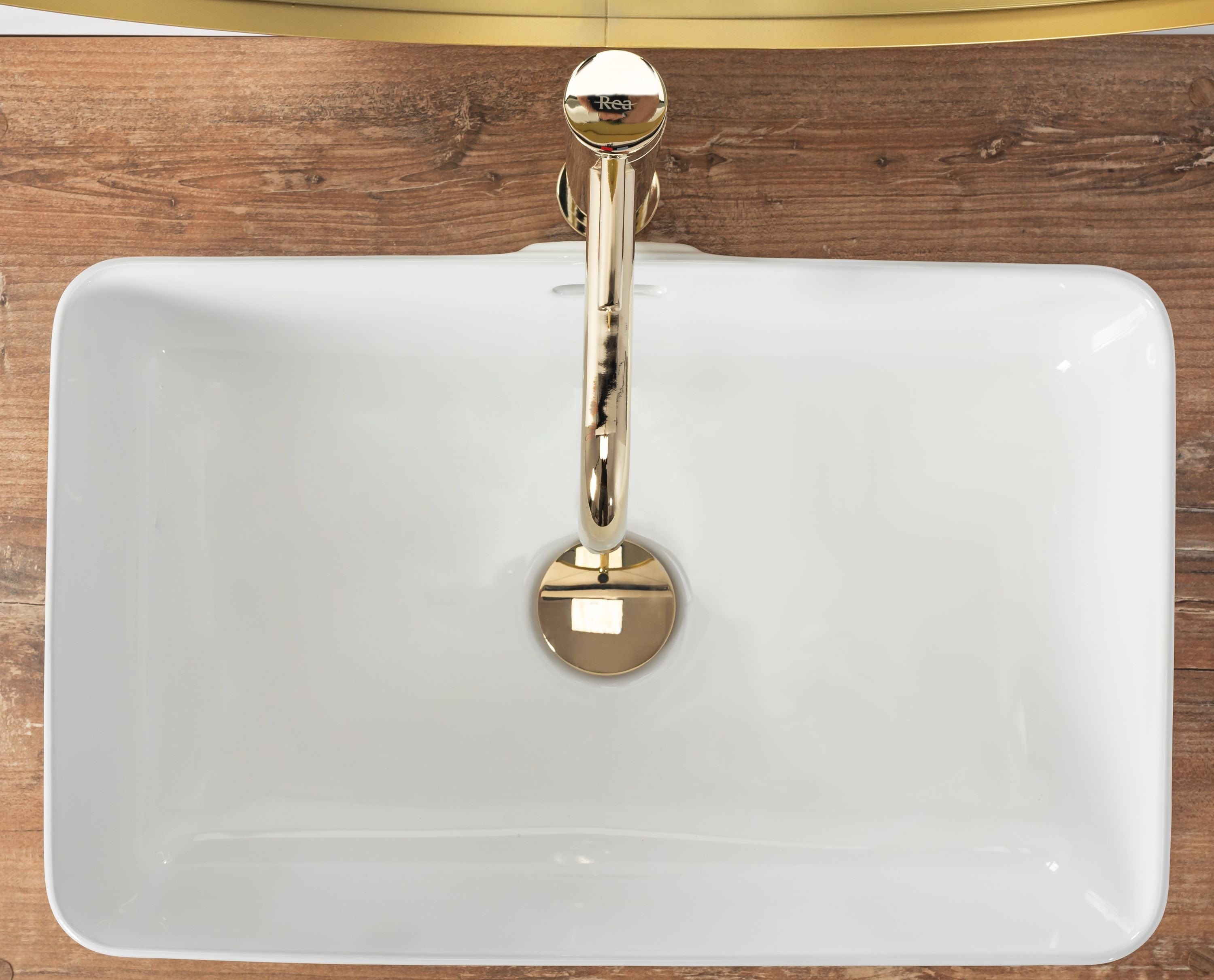 Lavoar pe blat ceramic Rea Berta 48  , latime de 31.5  cm,  alb