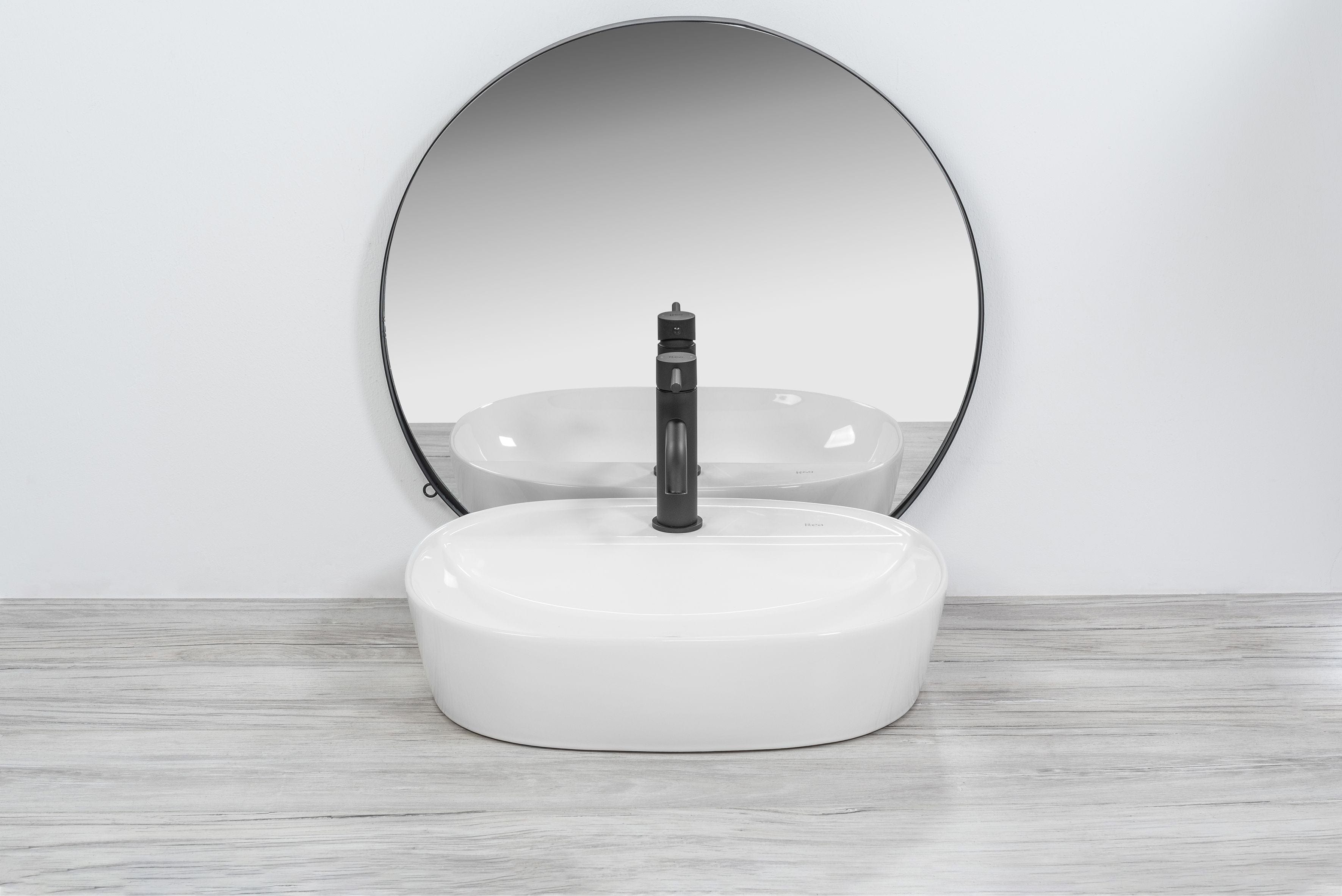 Lavoar pe blat ceramic Rea Carina  , latime de 38.5 cm,  alb