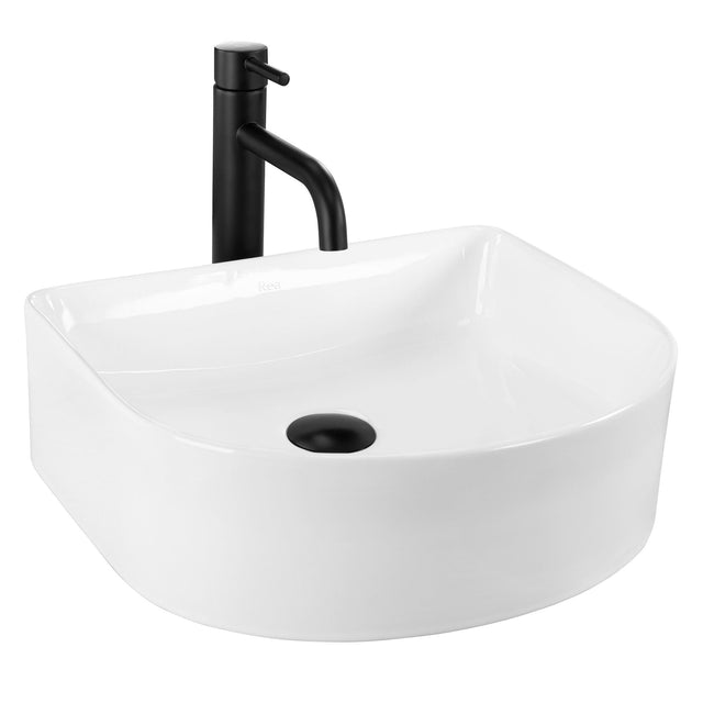 Lavoar pe blat ceramic Rea Clara  , latime de 40  cm,  alb