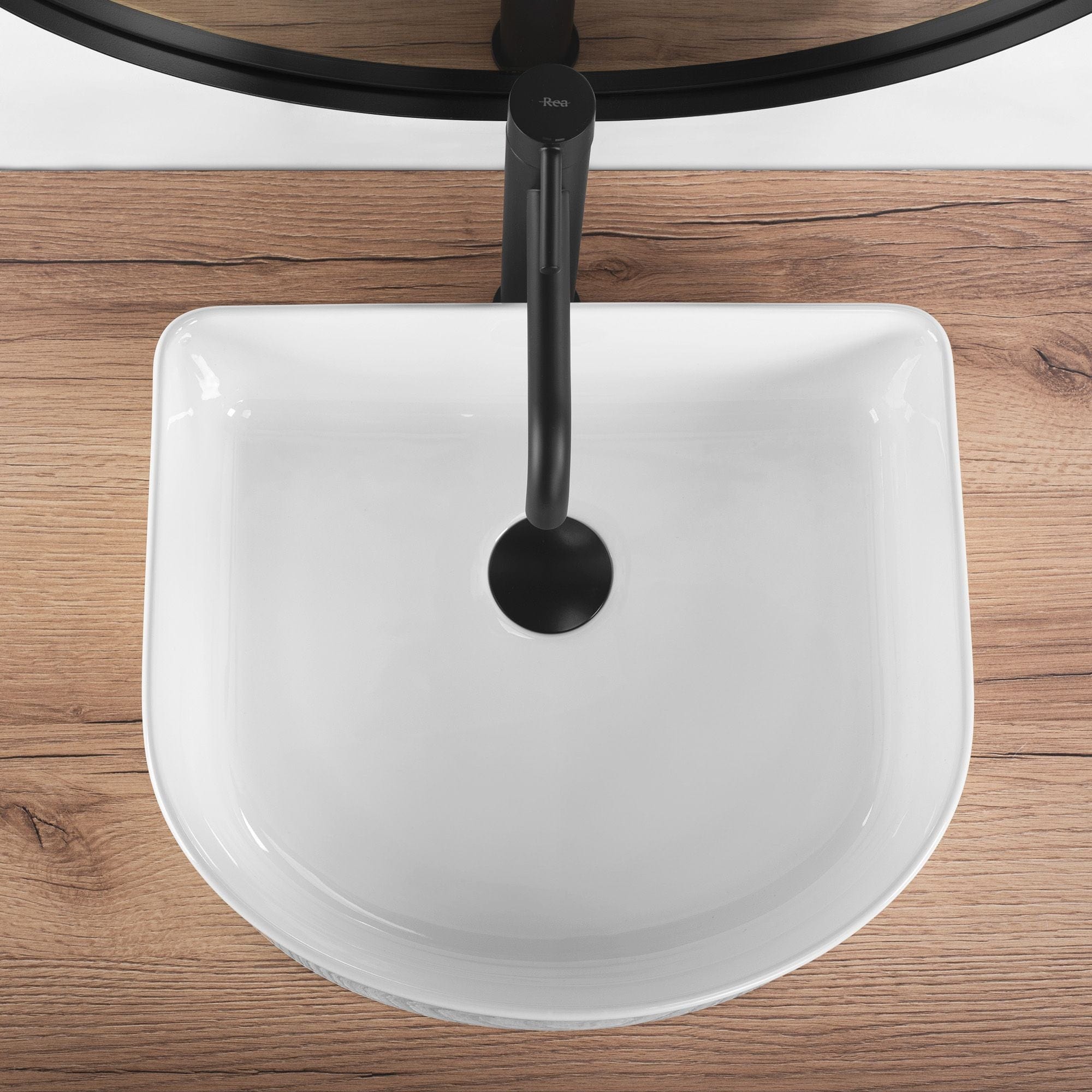 Lavoar pe blat ceramic Rea Clara  , latime de 40  cm,  alb