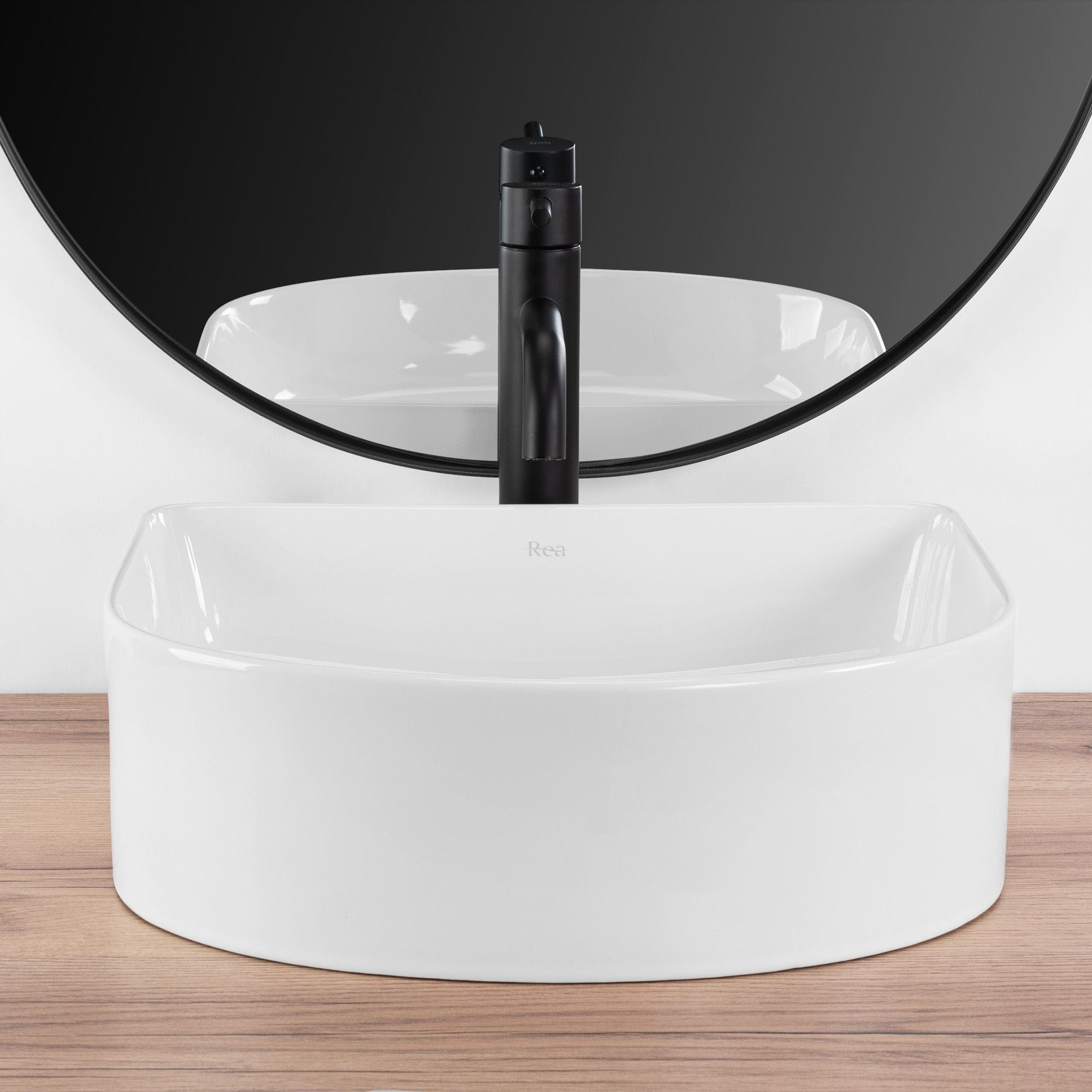 Lavoar pe blat ceramic Rea Clara  , latime de 40  cm,  alb