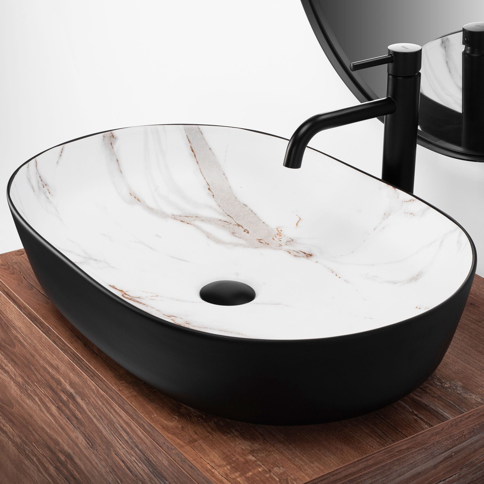Lavoar pe blat ceramic Rea Cleo Black , latime de 41 cm, negru mat