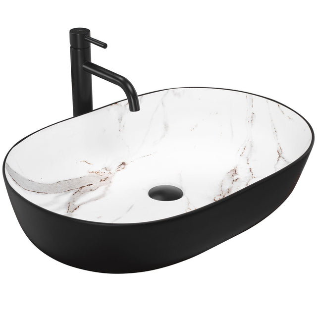 Lavoar pe blat ceramic Rea Cleo Black , latime de 41 cm, negru mat