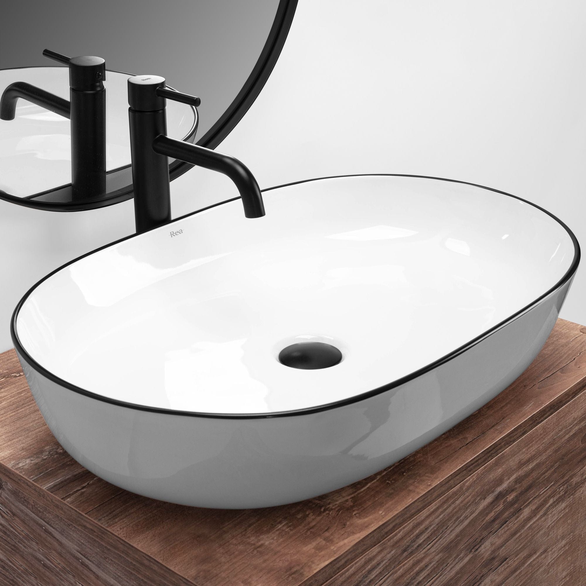 Lavoar pe blat ceramic Rea Cleo , latime de 41 cm, alb