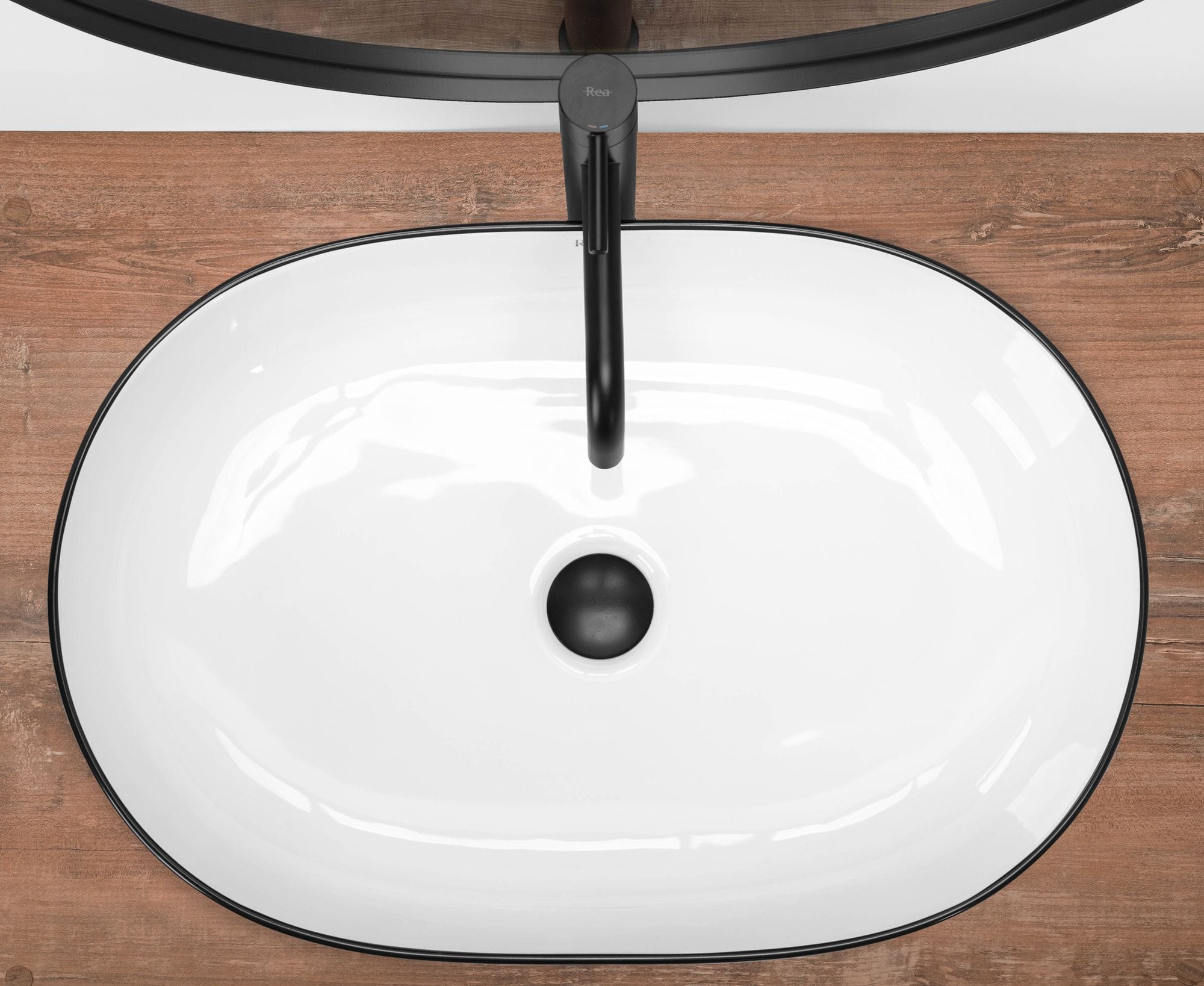 Lavoar pe blat ceramic Rea Cleo , latime de 41 cm, alb