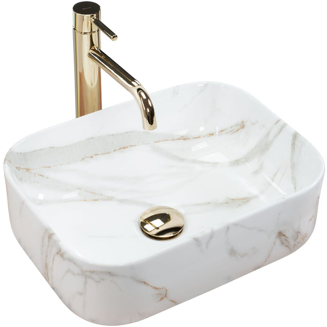 Lavoar pe blat ceramic Rea Demi Mini Aiax , latime de 30.5 cm, imitatie piatra