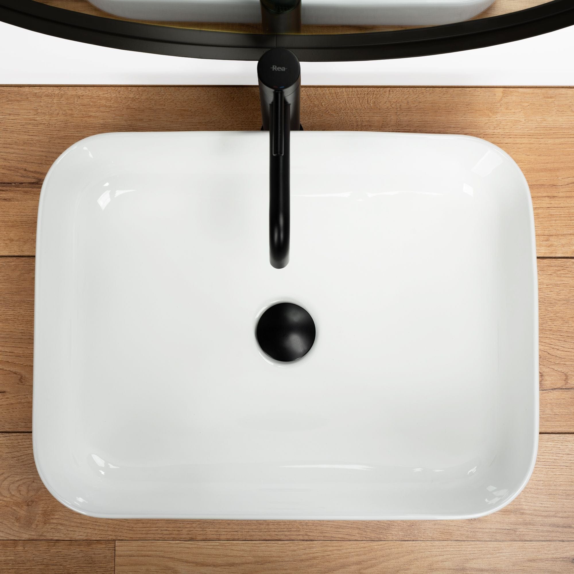 Lavoar pe blat ceramic Rea Demi Slim , latime de 39 cm, alb