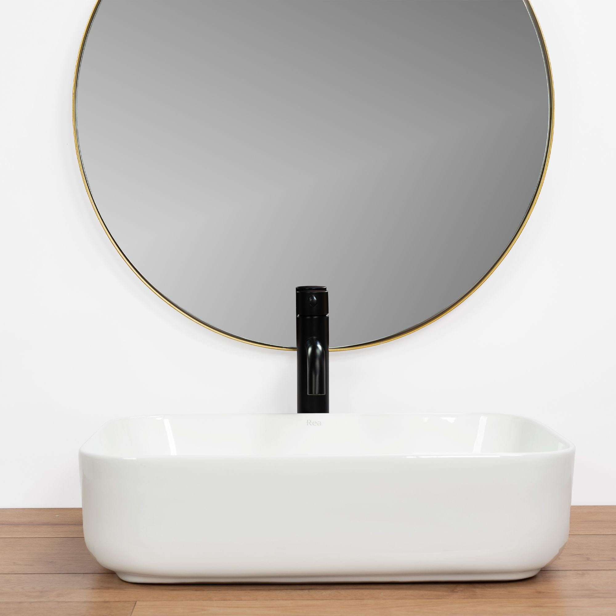 Lavoar pe blat ceramic Rea Demi Slim , latime de 39 cm, alb
