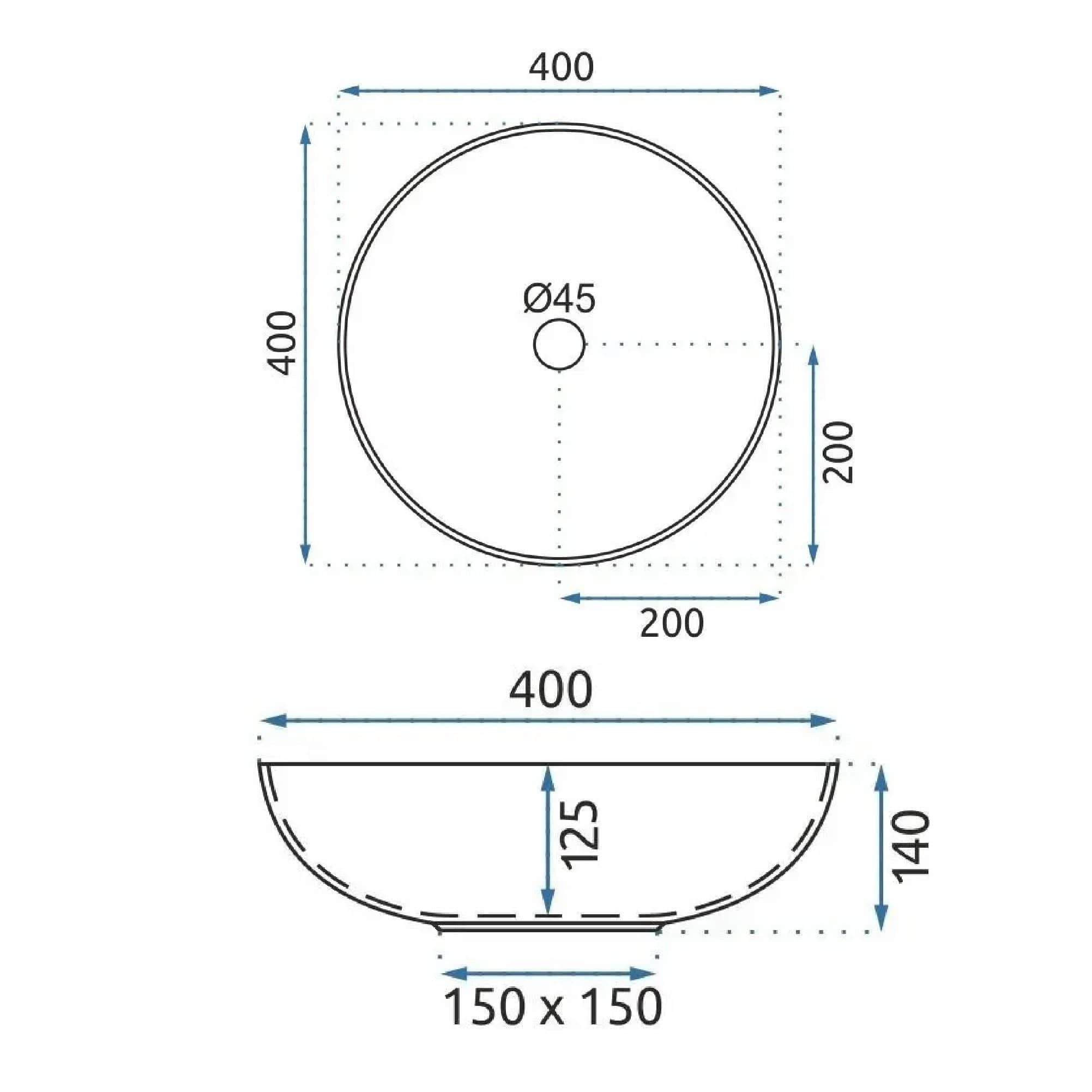 Lavoar pe blat ceramic Rea Etno, latime de 40 cm, alb-negru