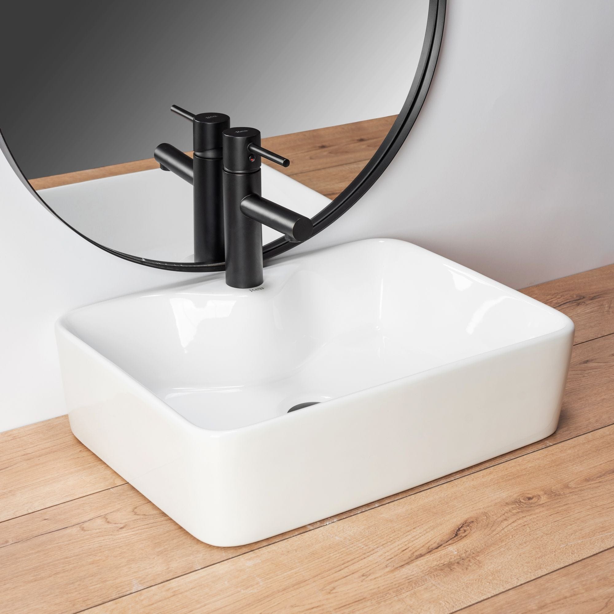 Lavoar pe blat ceramic Rea Kelly , latime de 38 cm, alb