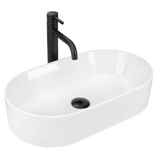 Lavoar pe blat ceramic Rea Layla 50  , latime de 30  cm,  alb