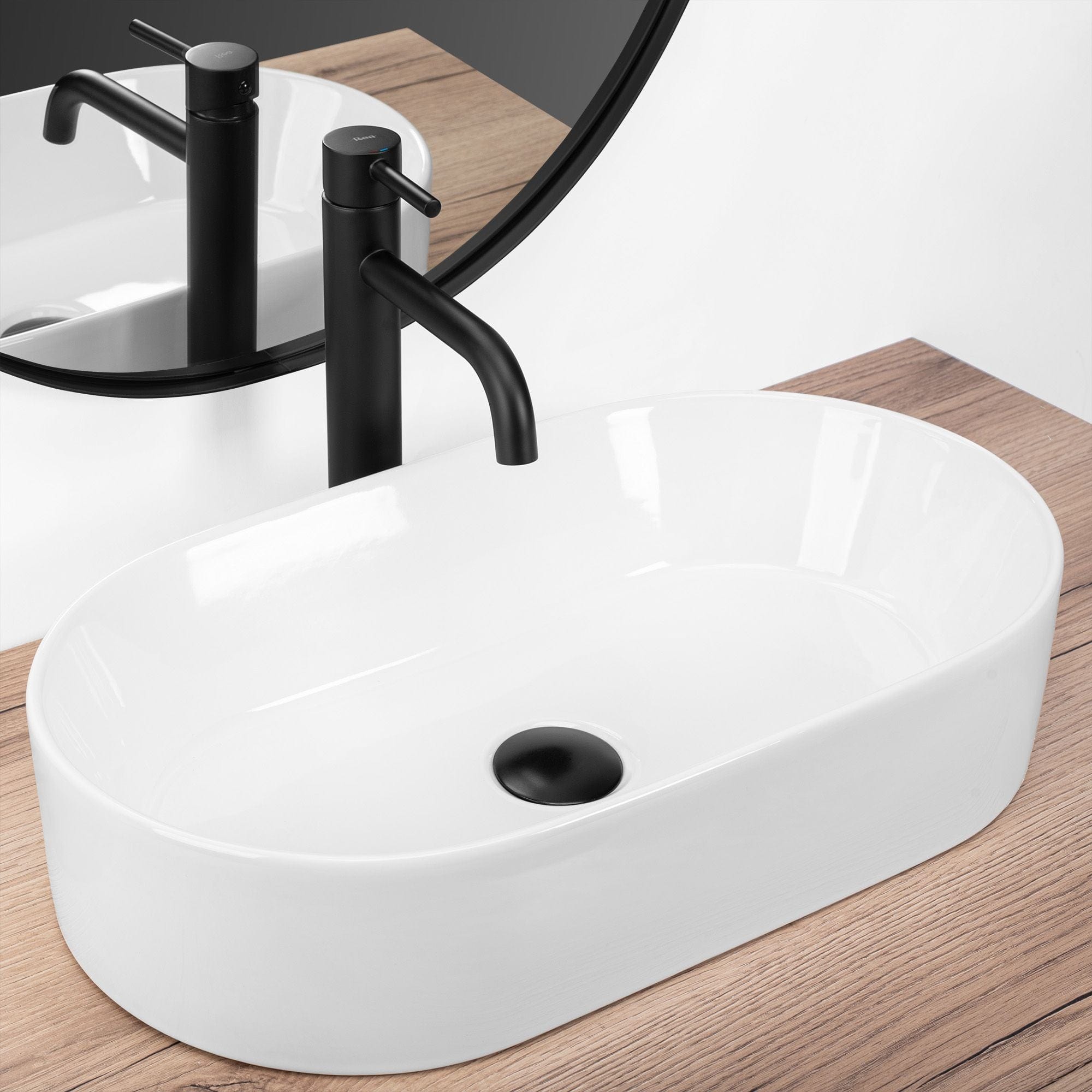 Lavoar pe blat ceramic Rea Layla 50  , latime de 30  cm,  alb