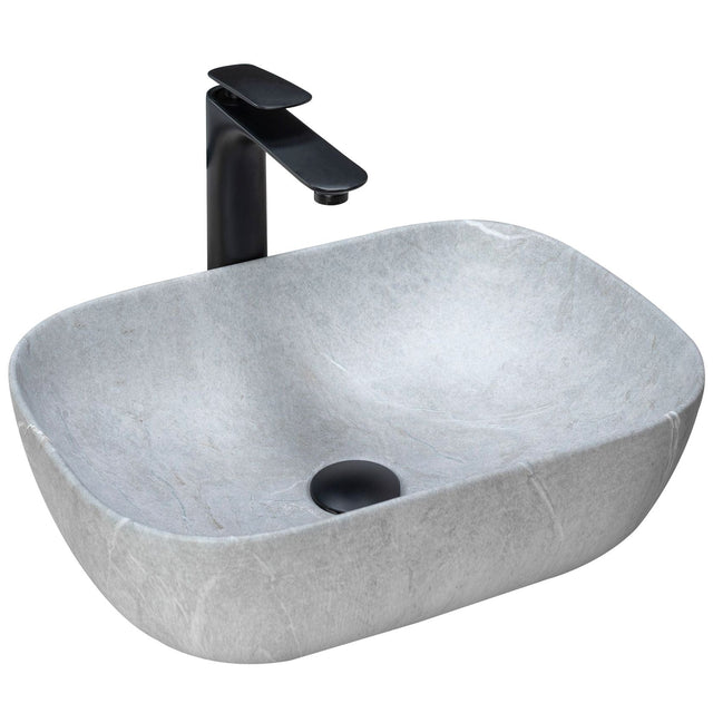 Lavoar pe blat ceramic Rea Livia  , latime de 33.5 cm,  gri