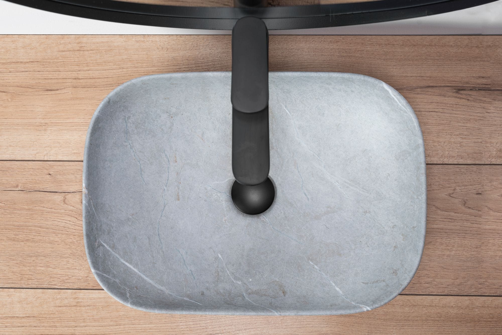Lavoar pe blat ceramic Rea Livia  , latime de 33.5 cm,  gri