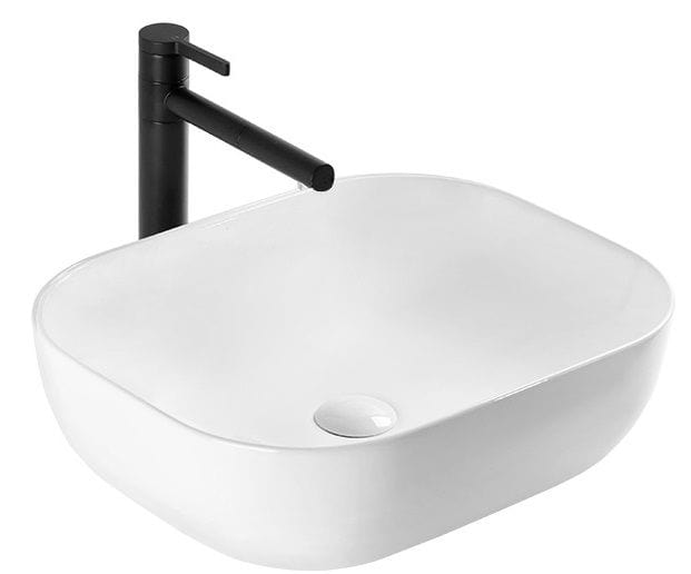 Lavoar pe blat ceramic Rea Mona Slim , latime de 40 cm, alb