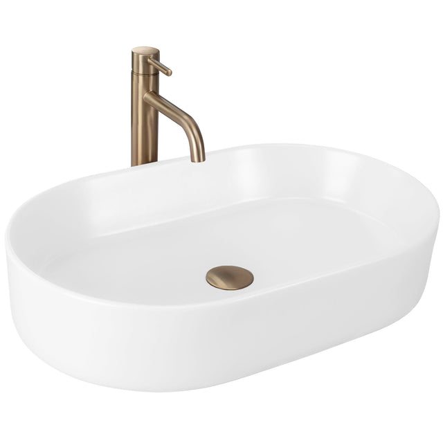 Lavoar pe blat ceramic Rea Nadia 60 , latime de 38.5 cm, alb mat
