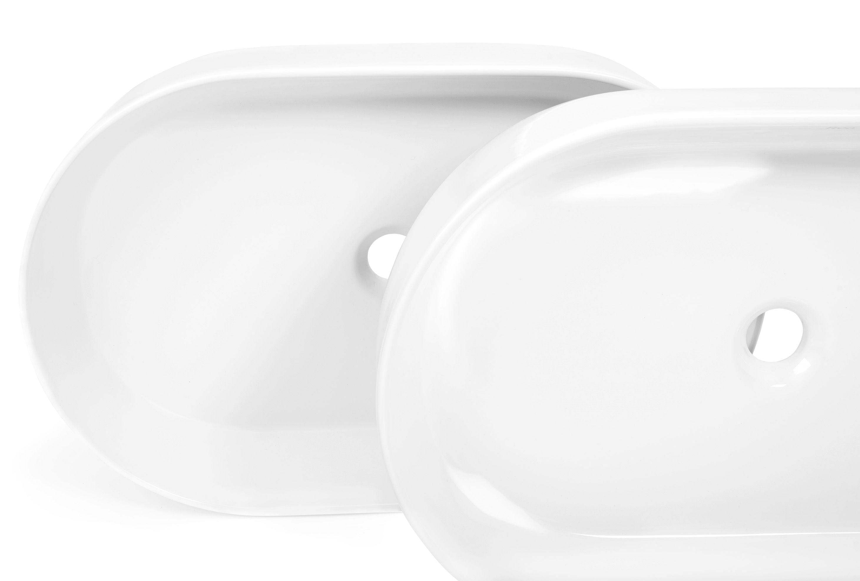 Lavoar pe blat ceramic Rea Nadia 60 , latime de 38.5 cm, alb mat