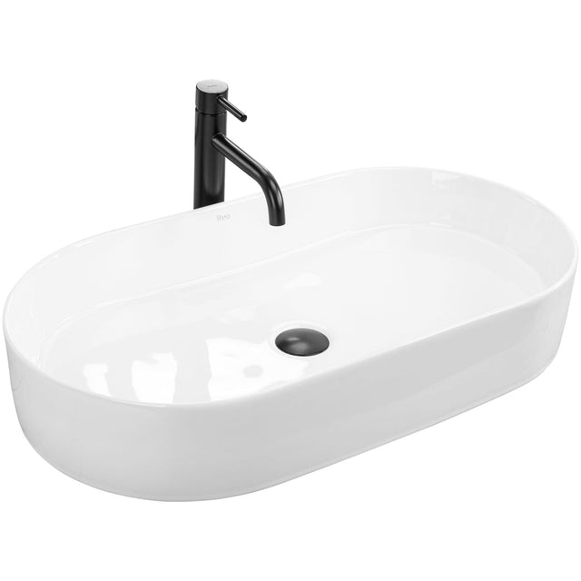 Lavoar pe blat ceramic Rea Nadia 70 , latime de 38.5 cm, alb