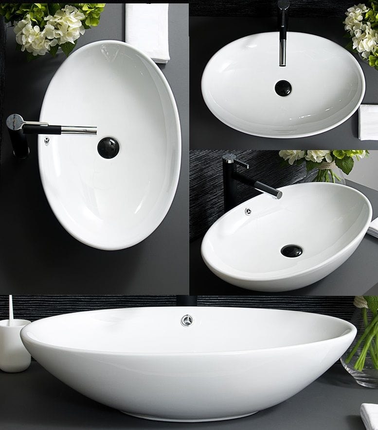 Lavoar pe blat ceramic Rea Olga  , latime de 41.5 cm,  alb