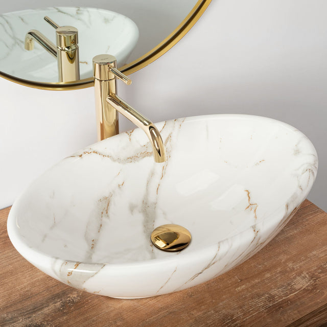 Lavoar pe blat ceramic Rea Pamela Shiny Aiax  , latime de 33 cm,  imitatie piatra