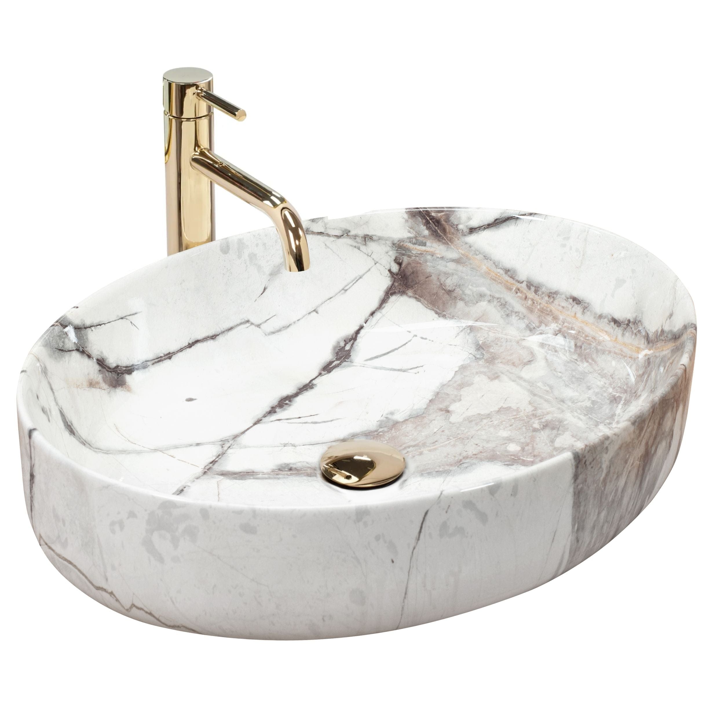Lavoar pe blat ceramic Rea Queen Thunder , latime de 41.5 cm, imitatie piatra