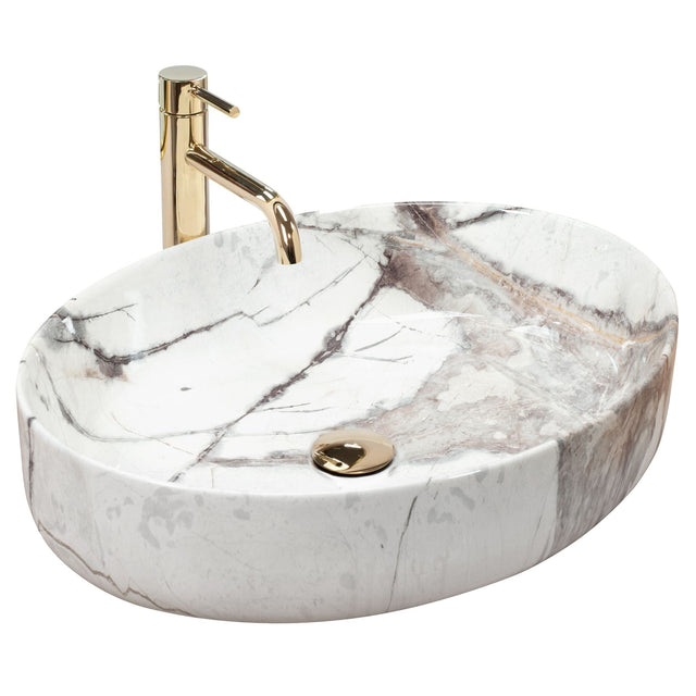 Lavoar pe blat ceramic Rea Queen Thunder , latime de 41.5 cm, imitatie piatra