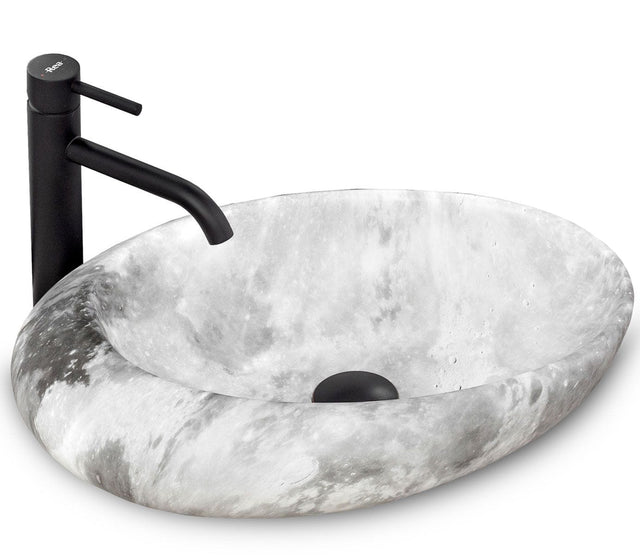 Lavoar pe blat ceramic Rea Roxy Stone L.Grey  , latime de 31 cm, gri