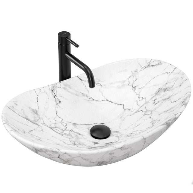 Lavoar pe blat ceramic Rea Royal 60  , latime de 36  cm, imitatie piatra