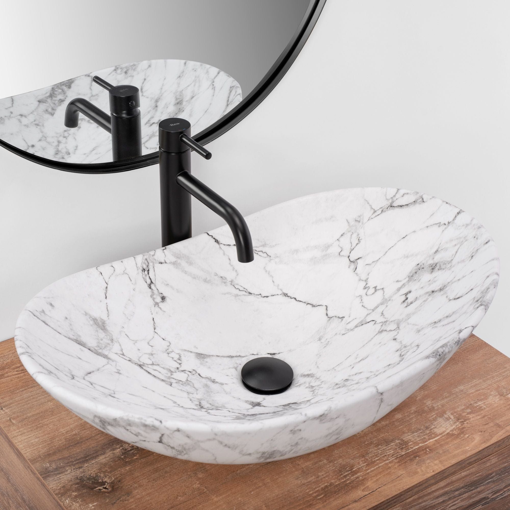 Lavoar pe blat ceramic Rea Royal 60  , latime de 36  cm, imitatie piatra