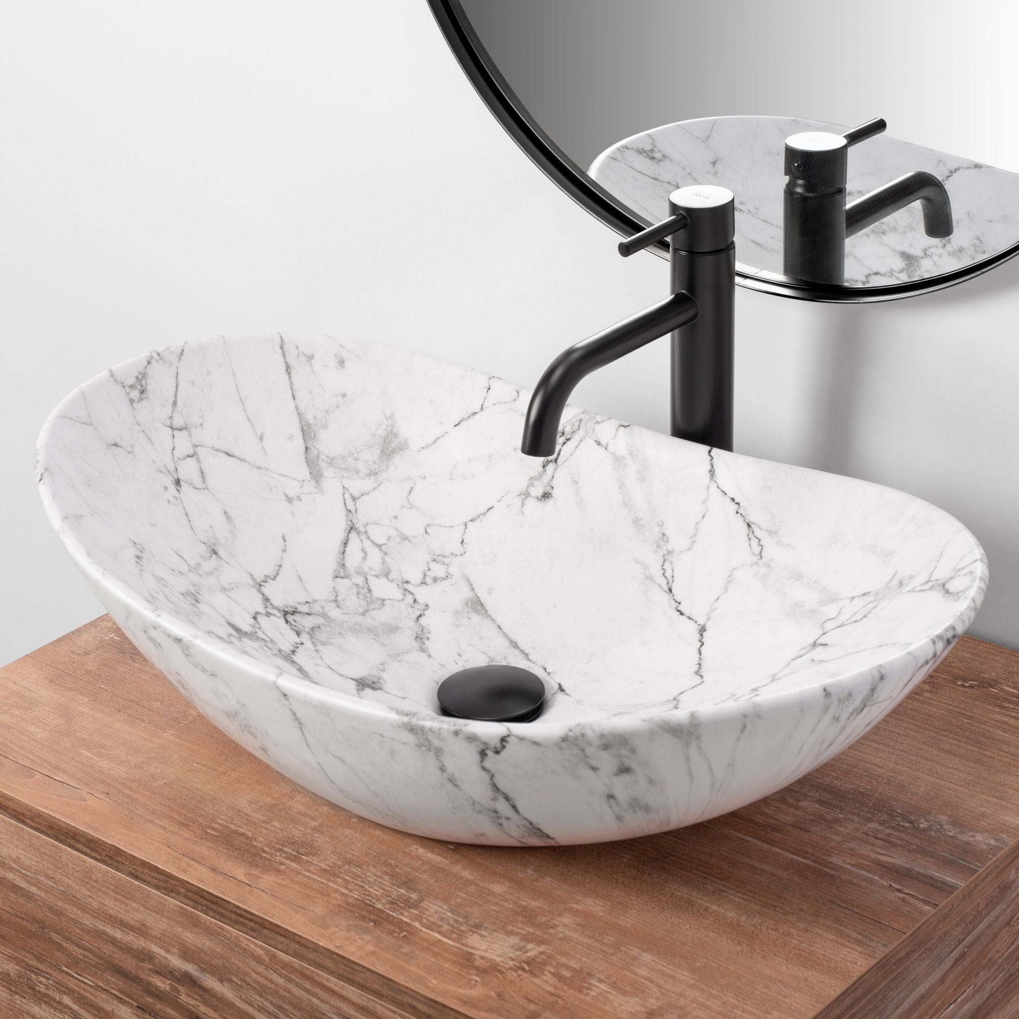Lavoar pe blat ceramic Rea Royal 60  , latime de 36  cm, imitatie piatra