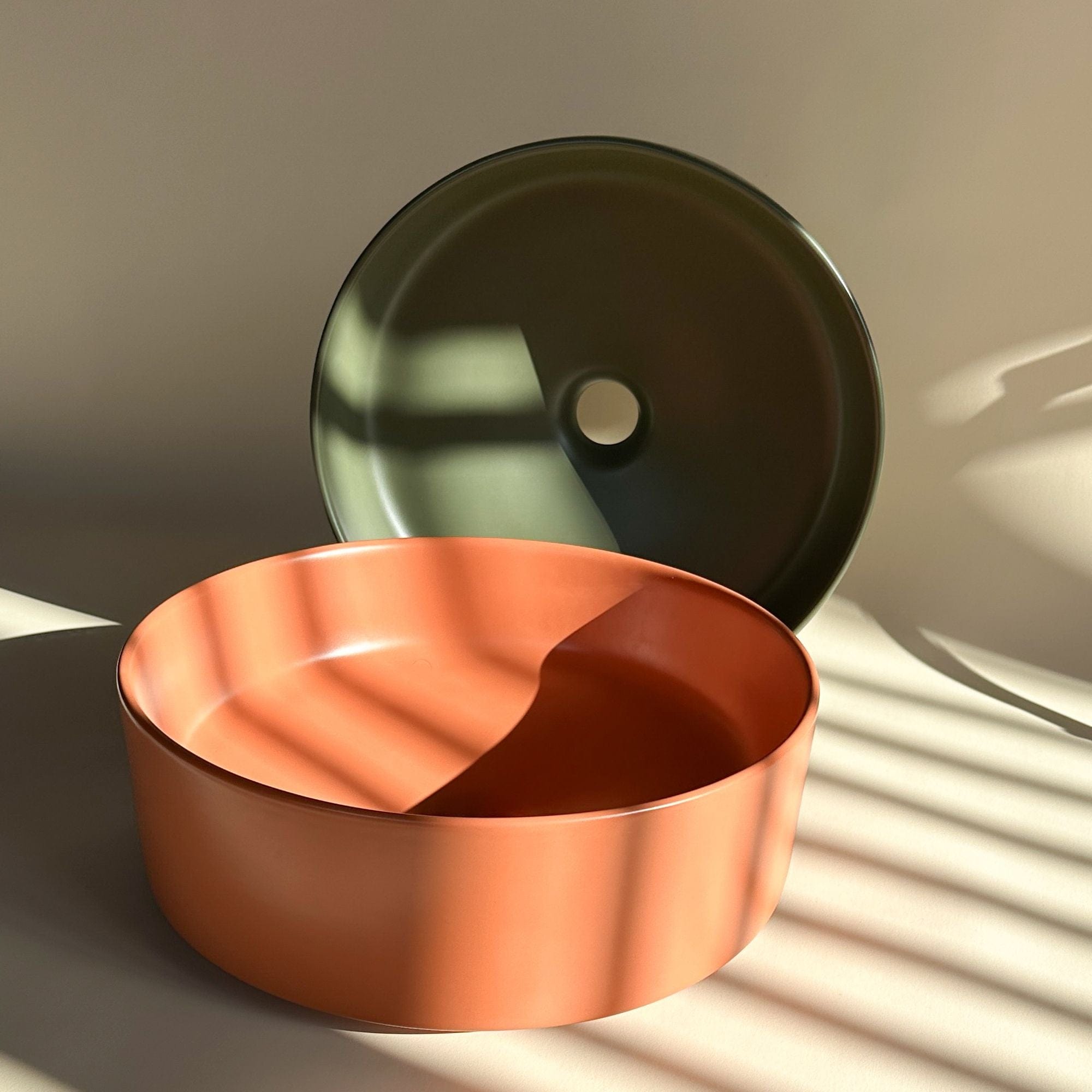 Lavoar pe blat ceramic Rea  Sami , latime de 36.6  cm, verde mat