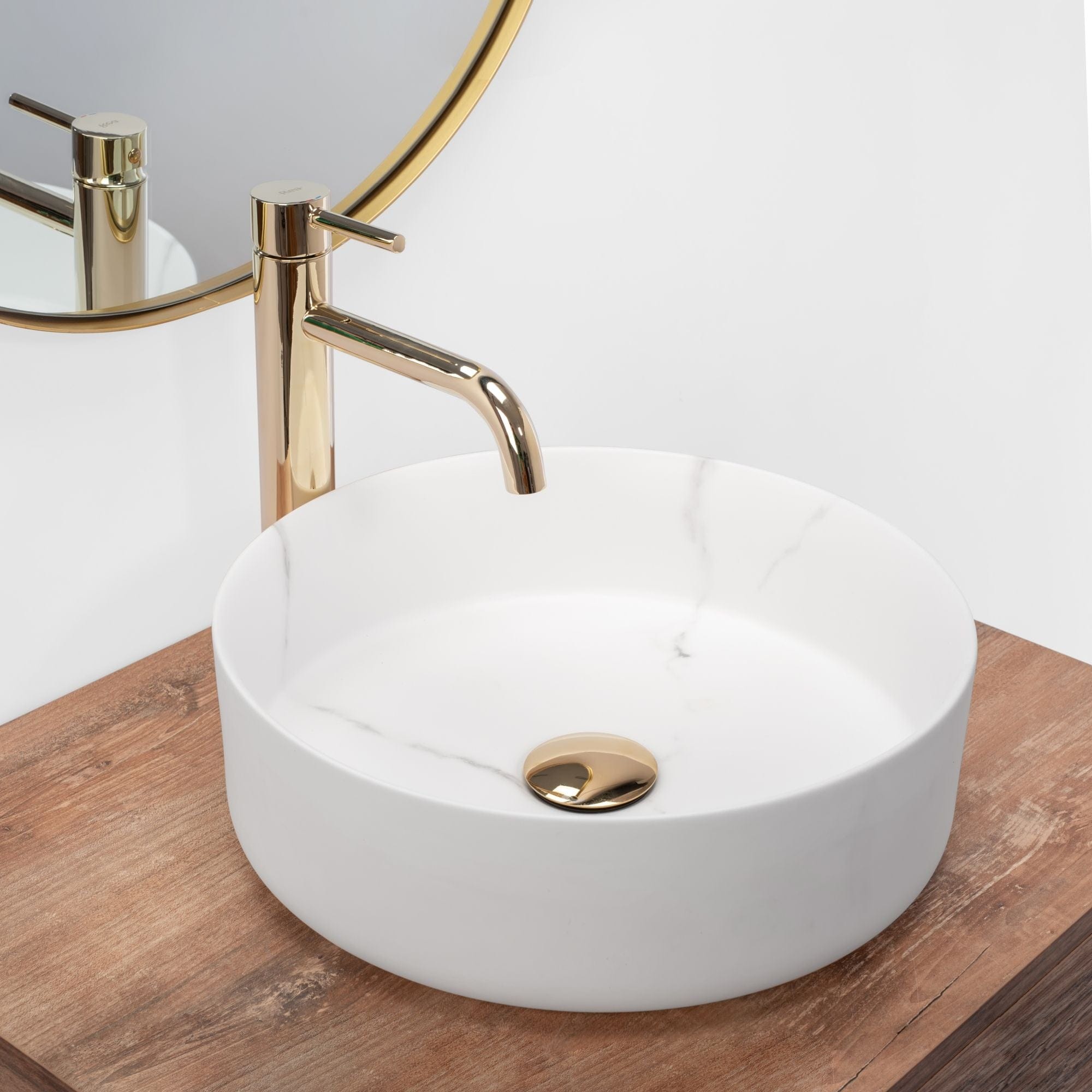Lavoar pe blat ceramic Rea Sami , latime de 36 cm, alb mat