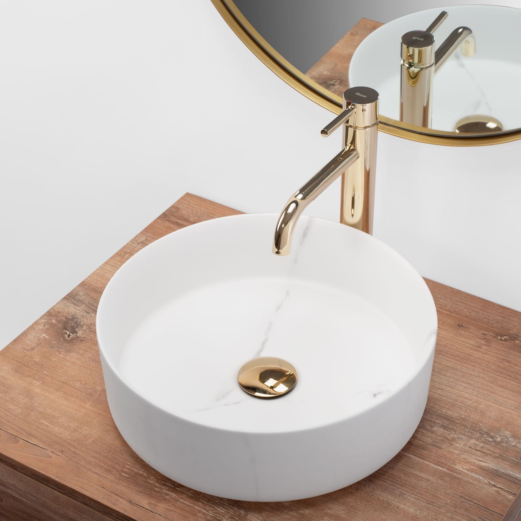 Lavoar pe blat ceramic Rea Sami , latime de 36 cm, alb mat