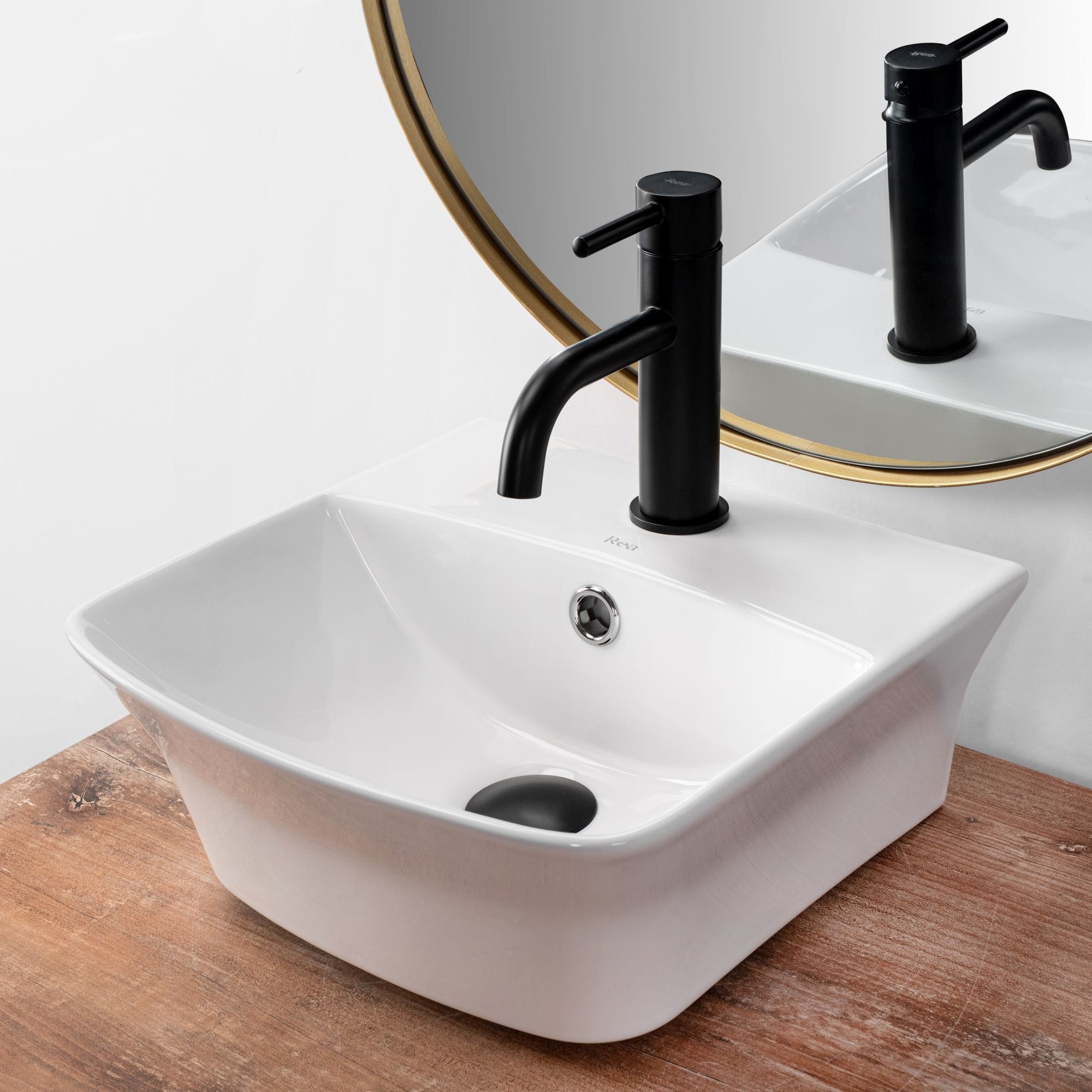 Lavoar pe blat ceramic Rea Selma  , 34 cm,  alb