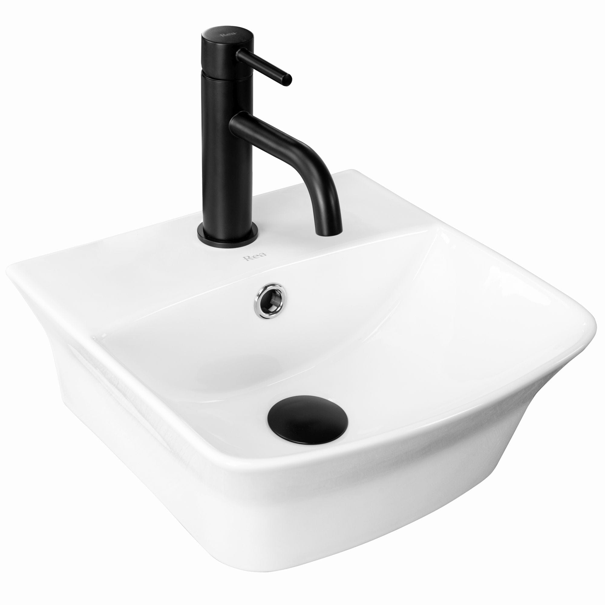 Lavoar pe blat ceramic Rea Selma  , latime de 35 cm,  alb