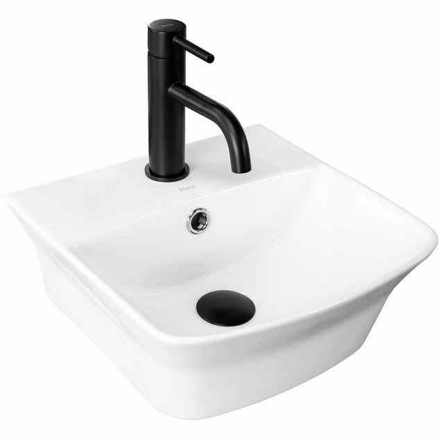 Lavoar pe blat ceramic Rea Selma  , latime de 35 cm,  alb