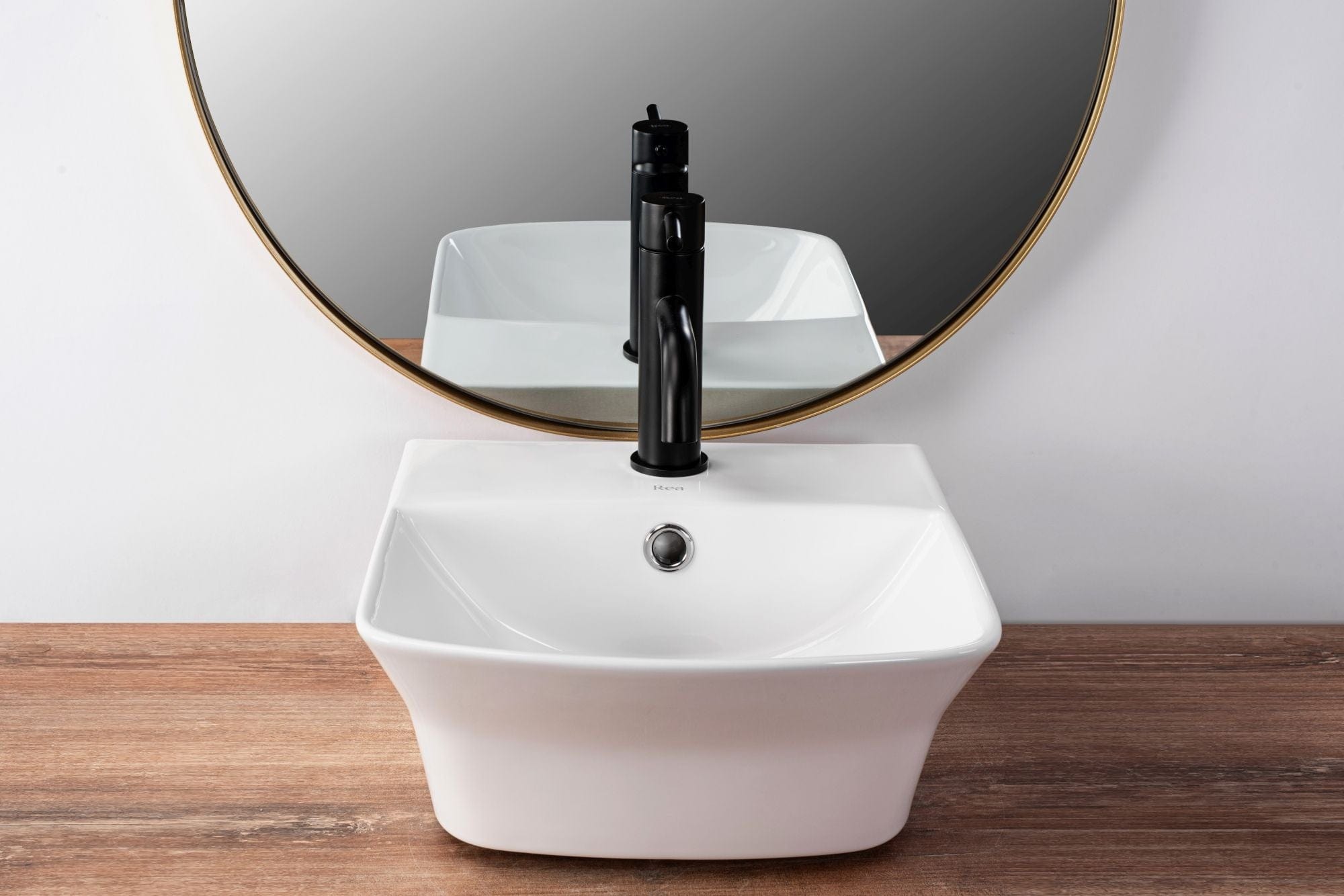 Lavoar pe blat ceramic Rea Selma  , latime de 35 cm,  alb