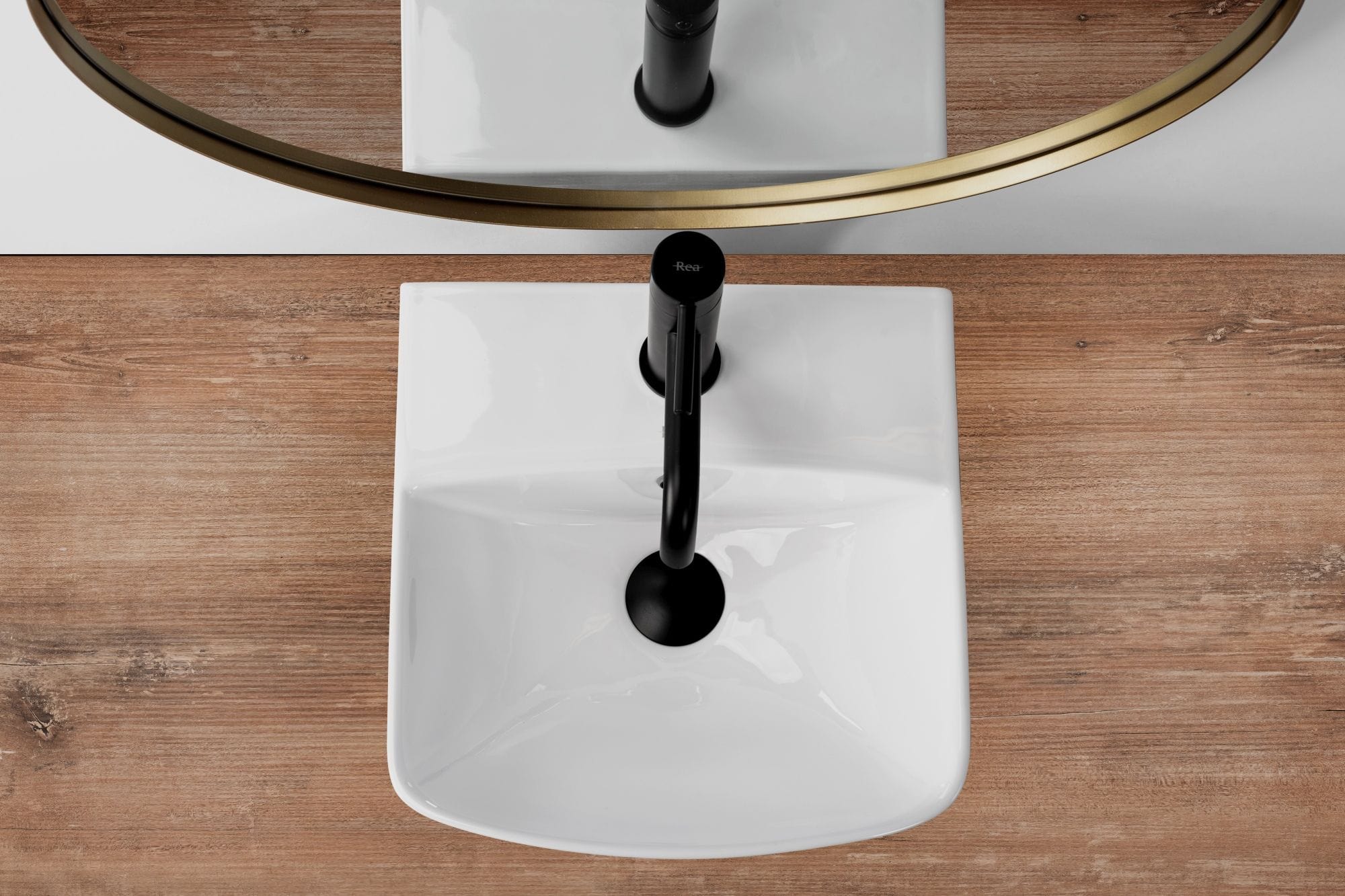 Lavoar pe blat ceramic Rea Selma  , latime de 35 cm,  alb
