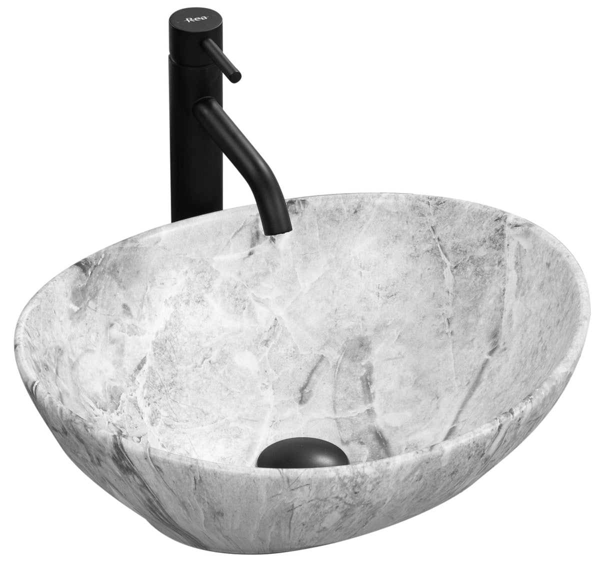 Lavoar pe blat ceramic Rea Sofia Stone , 41x34.5 cm, gri