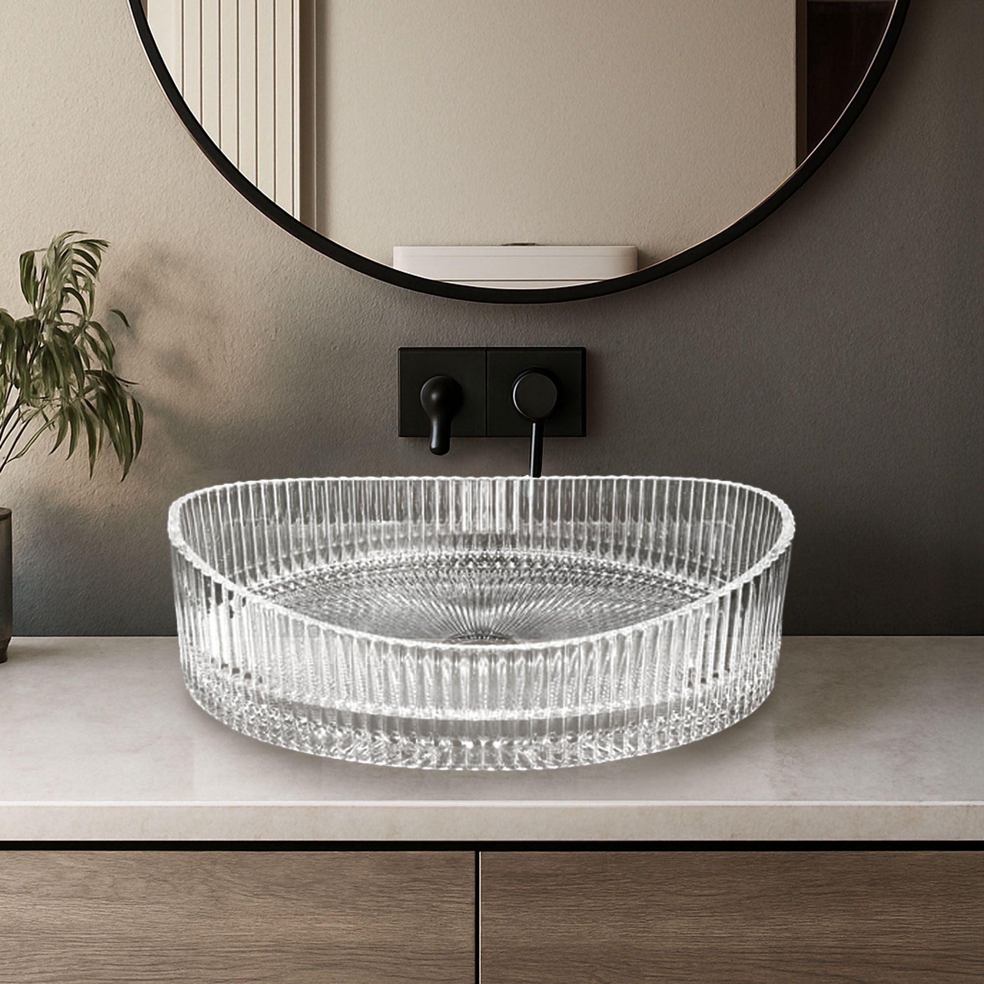 Lavoar pe blat de sticla Rea Harper, 50 cm, transparent