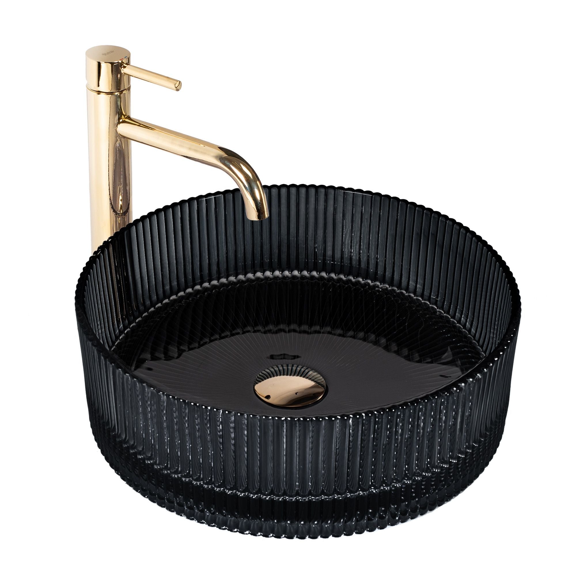 Lavoar pe blat de sticla Rea Ingrid, 36 cm, negru