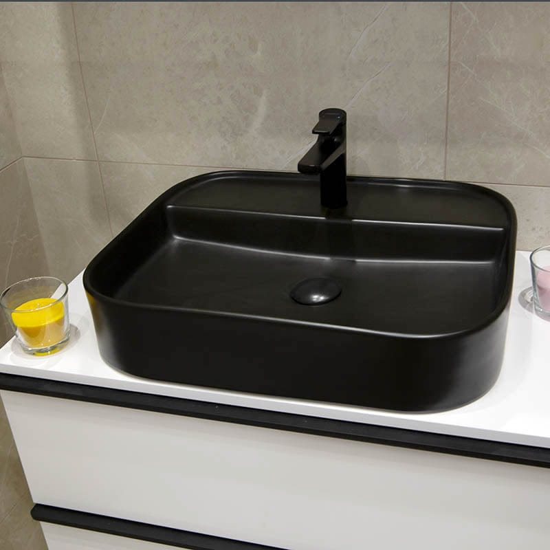 Lavoar pe blat, Juno-55MB Fluminia, 55x45 cm, negru mat