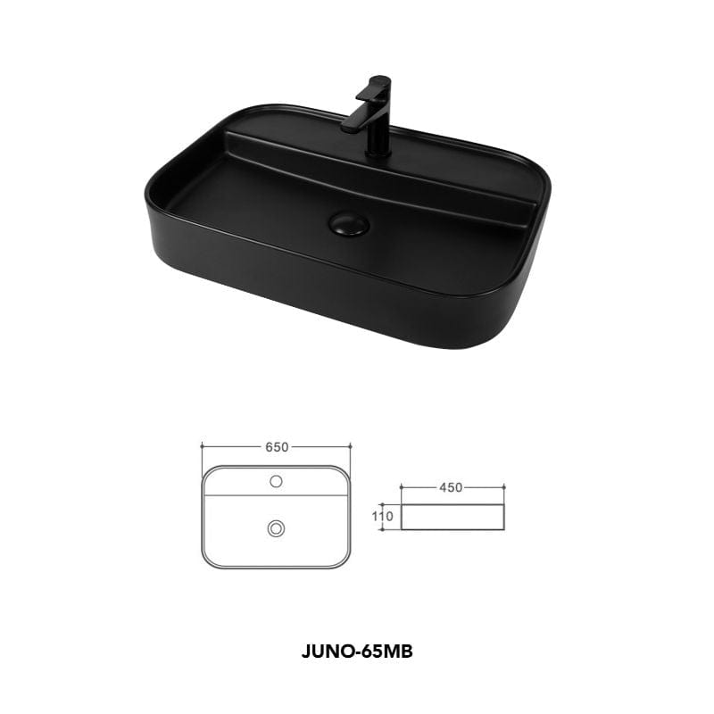 Lavoar pe blat, Juno-65MB Fluminia, 65x45 cm, negru mat