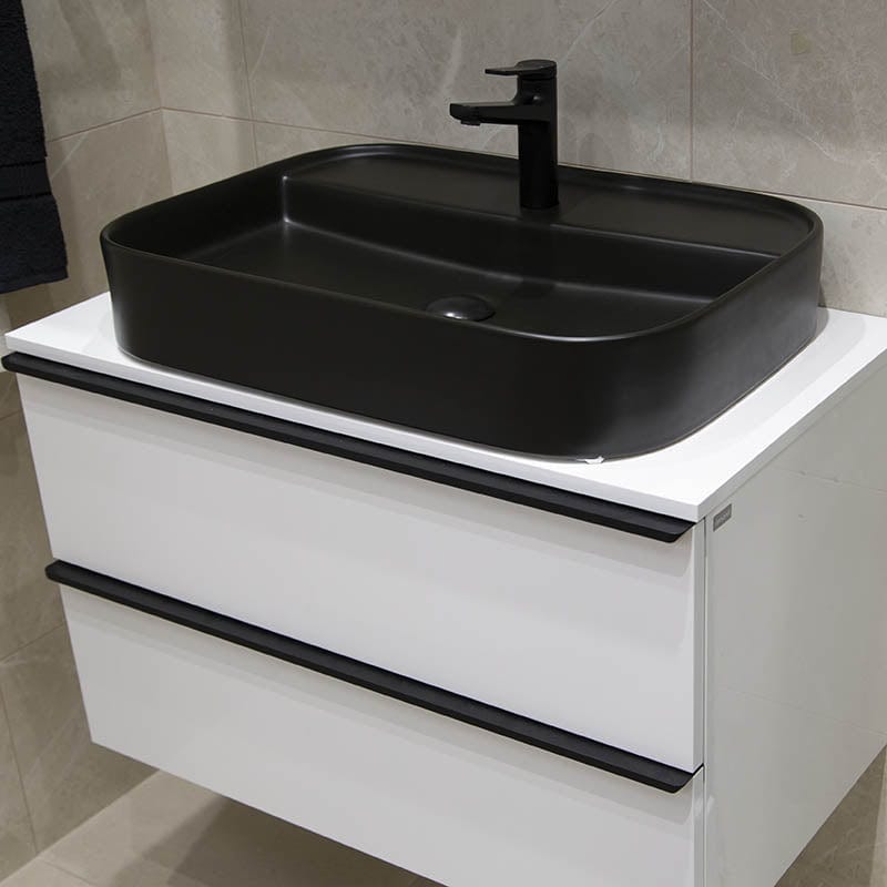 Lavoar pe blat, Juno-65MB Fluminia, 65x45 cm, negru mat