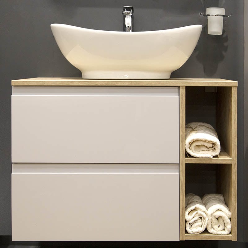 Lavoar pe blat Loira New Fluminia, 59x39 cm, oval, alb