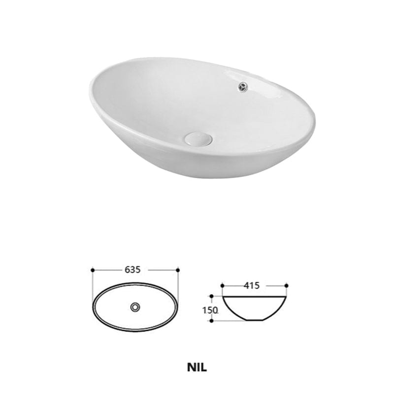 Lavoar pe blat Nil Fluminia, 63.5x41.5 cm, oval, alb
