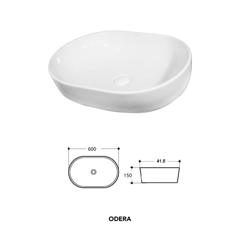 Lavoar pe blat Odera Fluminia, 60x41.5 cm, oval, alb