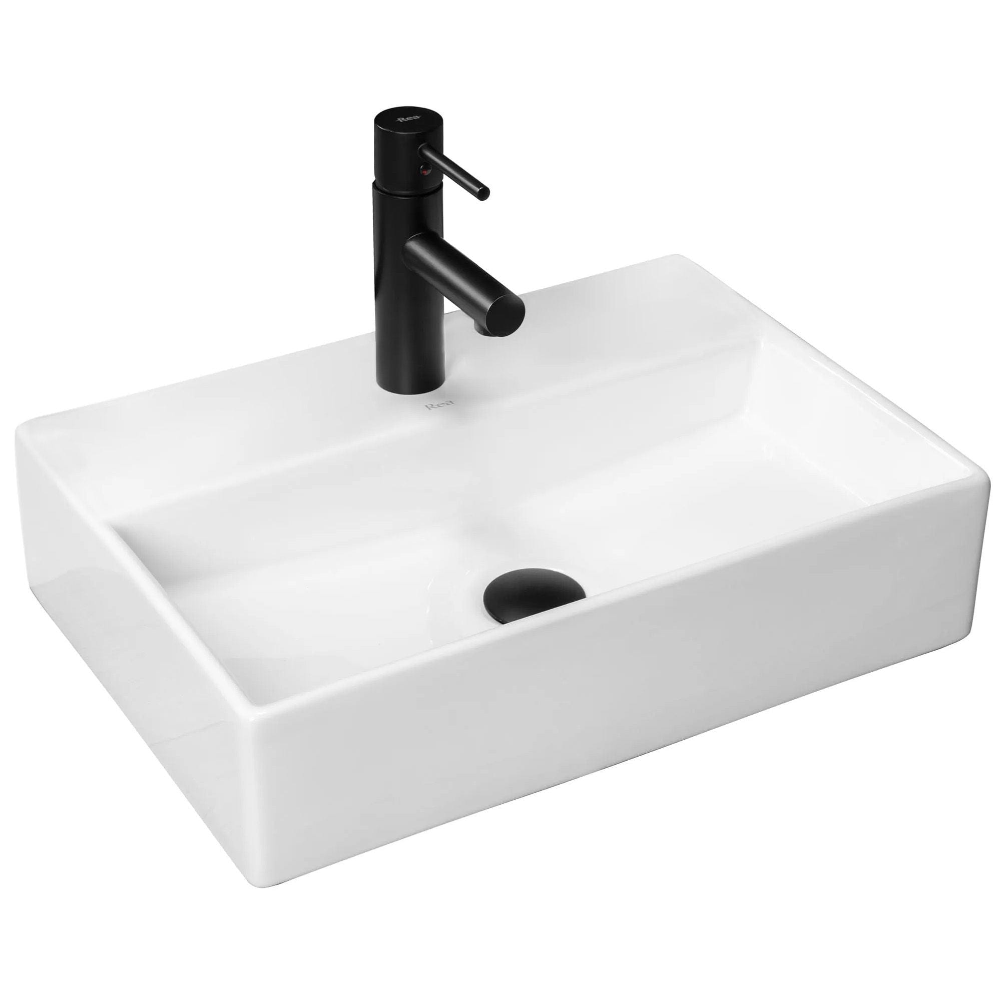 Lavoar pe blat/perete ceramic Rea Valeria N  , latime de 35.5 cm, alb