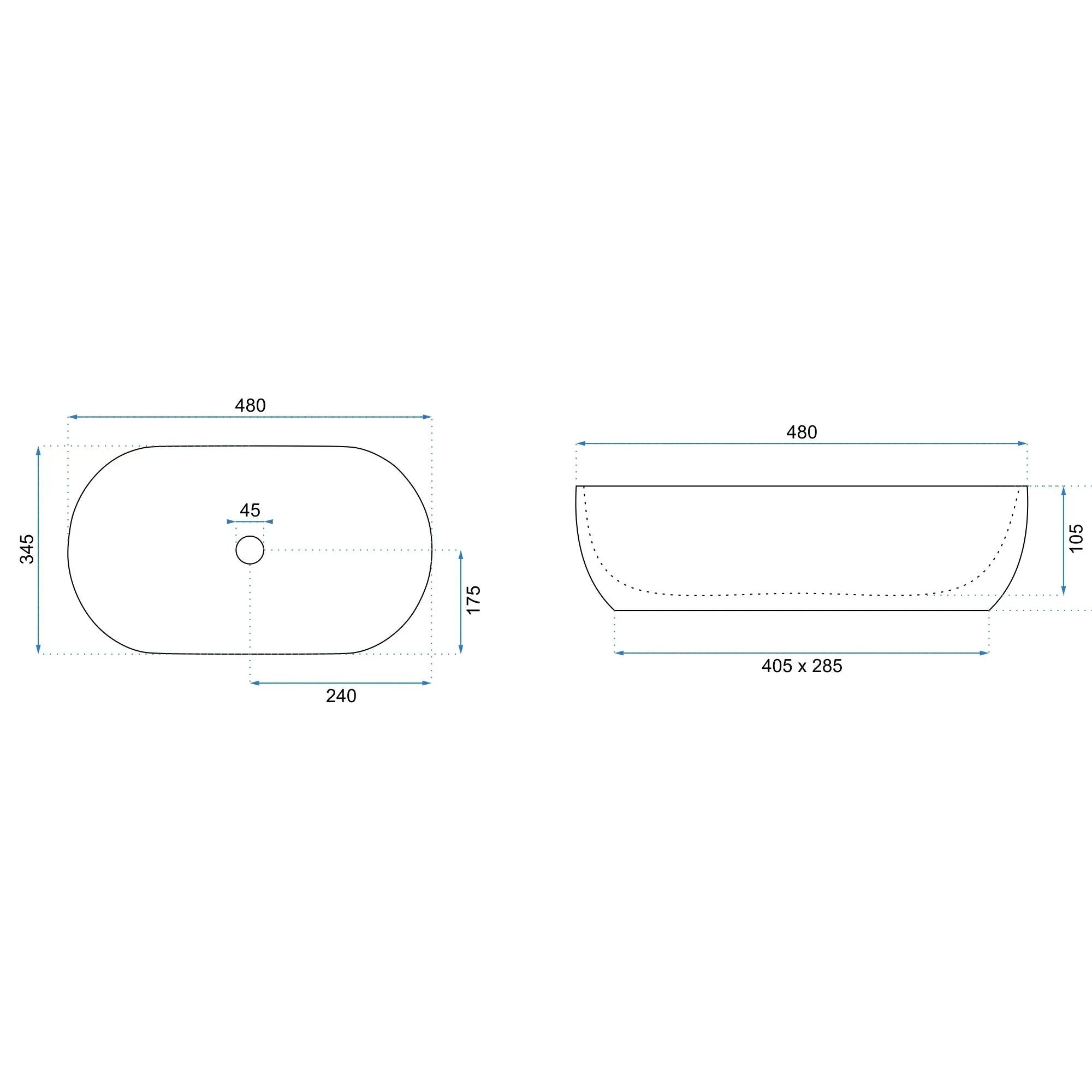 Lavoar pe blat Rea Amelia Warm, 48 cm, imitatie piatra